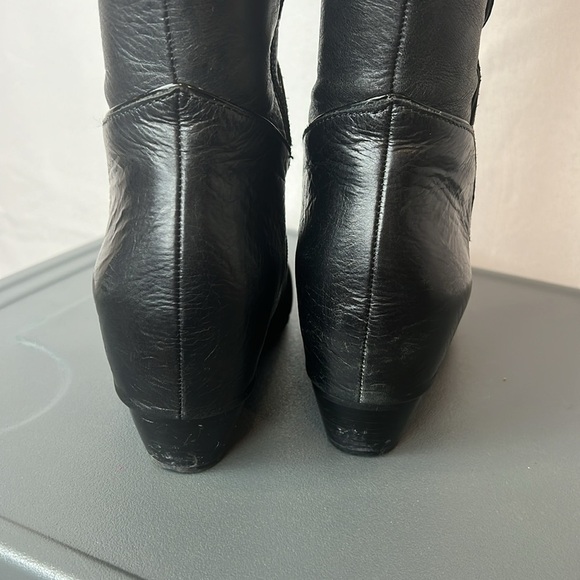 Anthropologie Naya Fjord Hidden Wedge Black Leather Knee-High Boots Size 7.5 - Picture 6 of 15